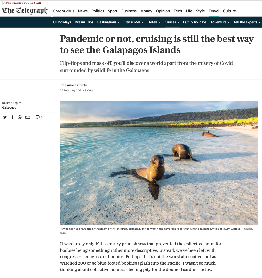 Ecoventura featured in UK's Telegraph newspaper